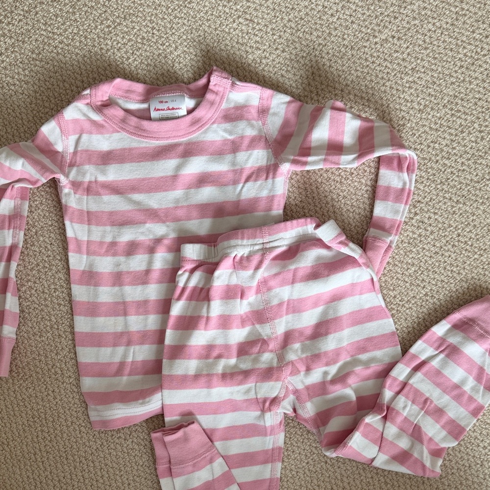 Hanna Andersson Soft Pink and White Striped Pajama Set